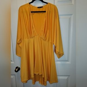 Boohoo Yellow Gold plunge dress